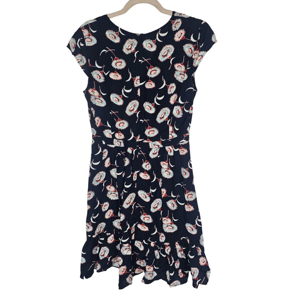 J. Crew Blue Floating Floral Mini Dress Sz 2 Ruffle Hem Garden Cottage Wedding - Picture 9 of 10